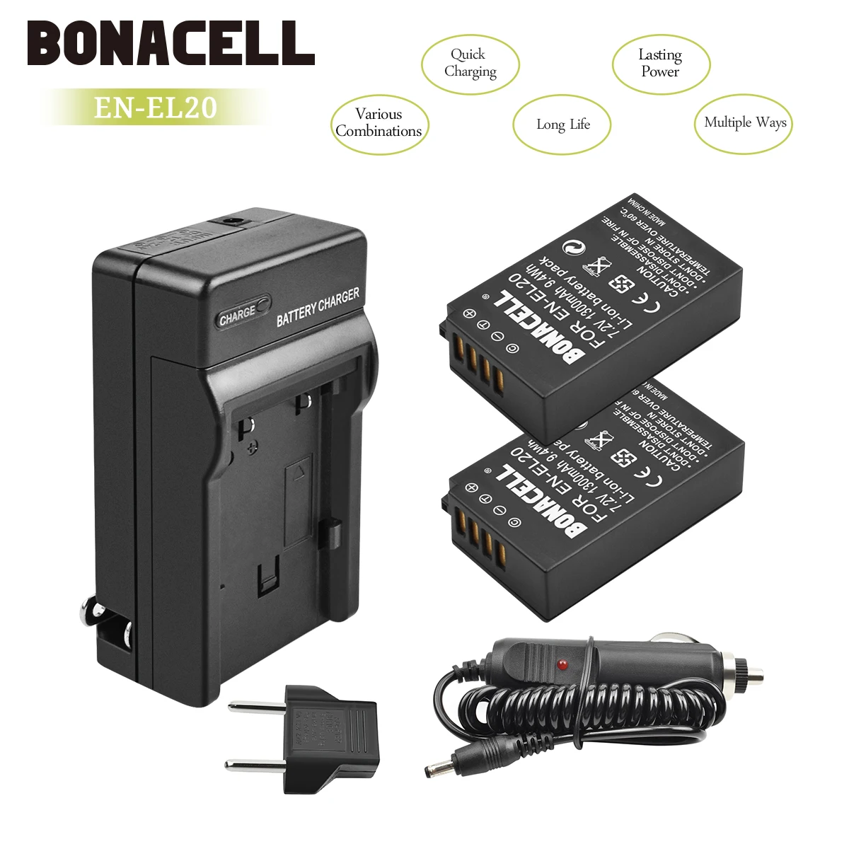 Bonacell 7,2 V 1300 мА/ч, EN-EL20 RU EL20 ENEL20 Камера Батарея+ Зарядное устройство для Nikon EN-EL20a 1 AW1 J1 J2 J3 S1 V3 цифровой Камера L10