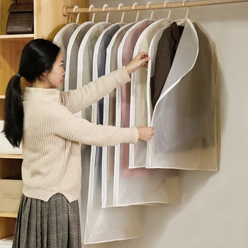 

Clear Side-open Clothes Storage Bag for Household Garment Jacket Shirt Coat Dust Moisture proof Protection Cover 1pcs/lot JF006