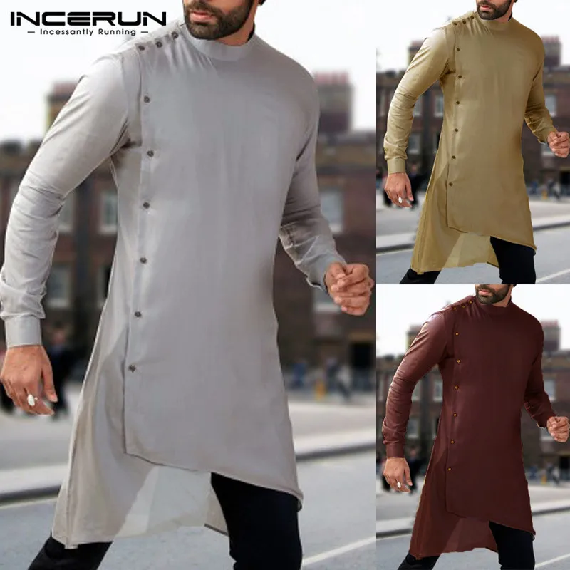 Stylish 2020 Muslim Islamic Clothes Saudi Arab Long Shirt Indian
