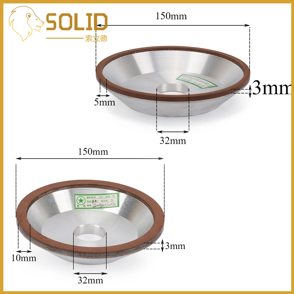 " алмазные шлифовальные колеса режущего диска для фрезы точилка для инструментов шлифовальный станок инструмент 150x32x5x3 мм 150x32x10x3 мм 150 Зернистость