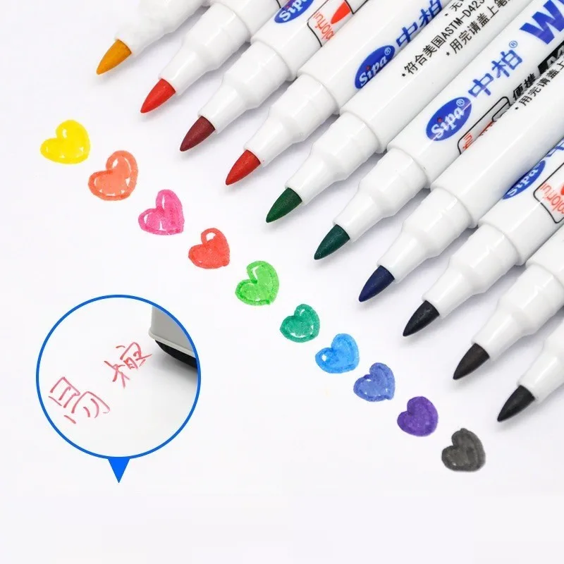 

10 Colors Multicolor Erasable Waterproof Whiteboard Pen School Art Supplies Markers Pen Fine Liner Permanent Stationery 04324