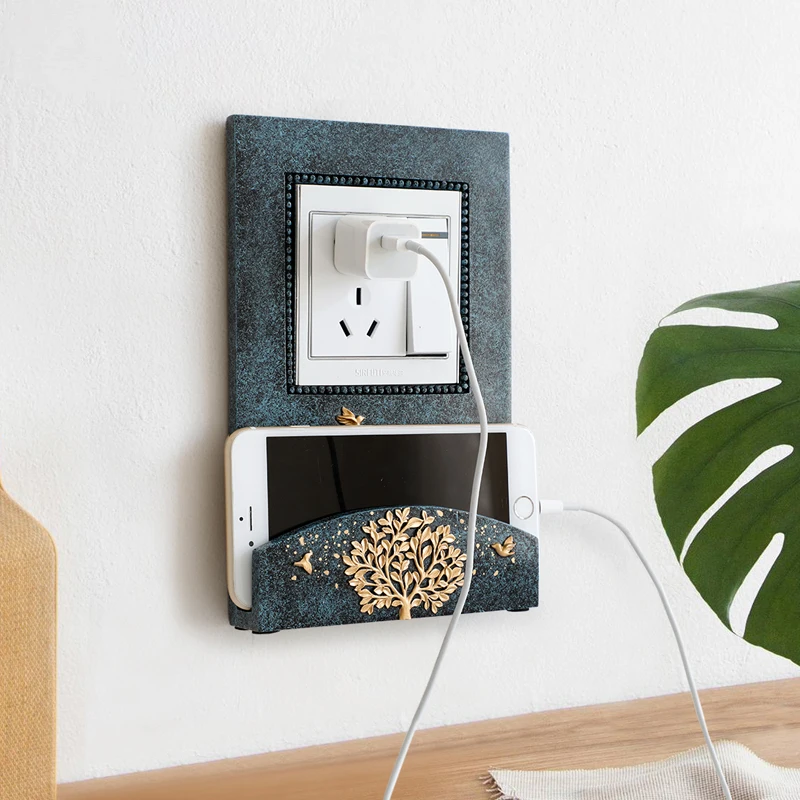 

Resin Wall Decor Socket Switch Sticker Creative Mobile Phone Charge Holder Wall Sticker switch wall frame Light Switch Cover