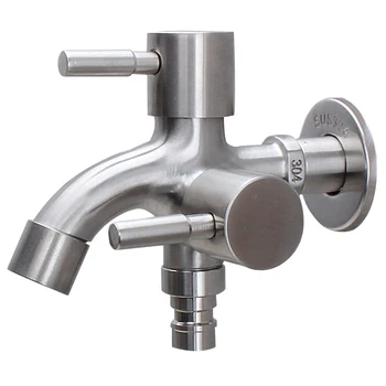 

304 Multiple Use Stainless Steel Lengthened One In Two Out Multi Functional Double Outlet Washing Machine Net Nozzle Faucet