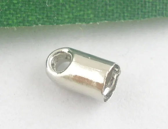 Lovely 500Pcs Silver Color Blunt Necklace End Tip Bead Caps 6x4mm(Fit 3mm) (B03691) | Украшения и аксессуары