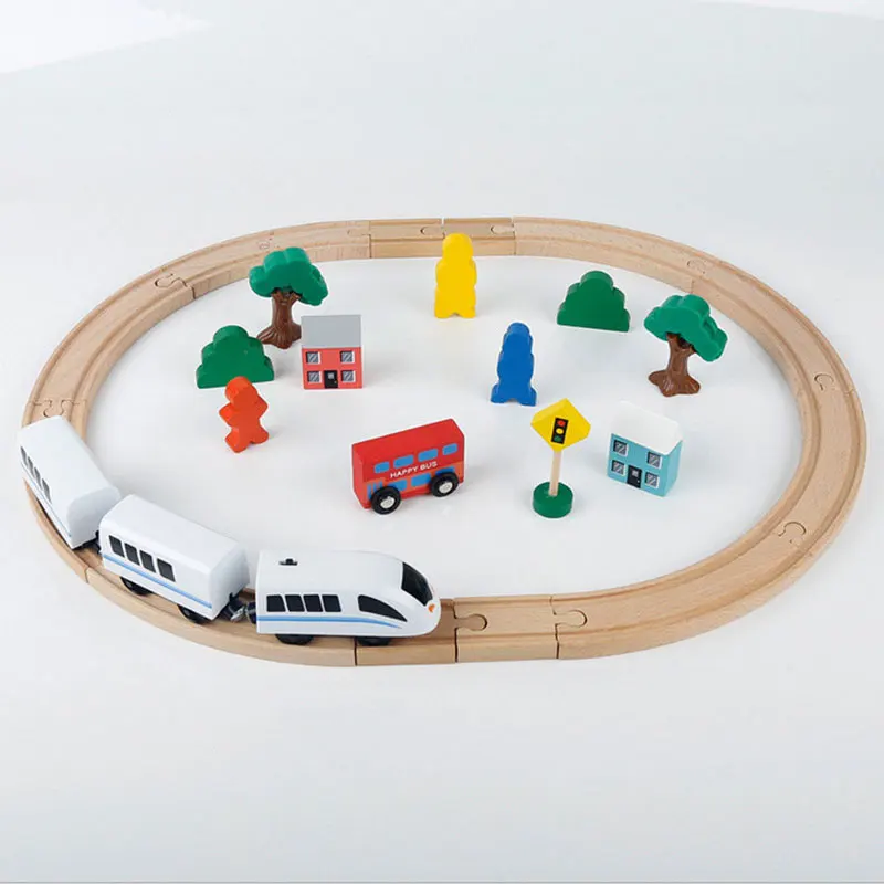 30 шт. ручной работы деревянный поезд набор Тройная Петля Железнодорожный трек детские игрушки игровой набор