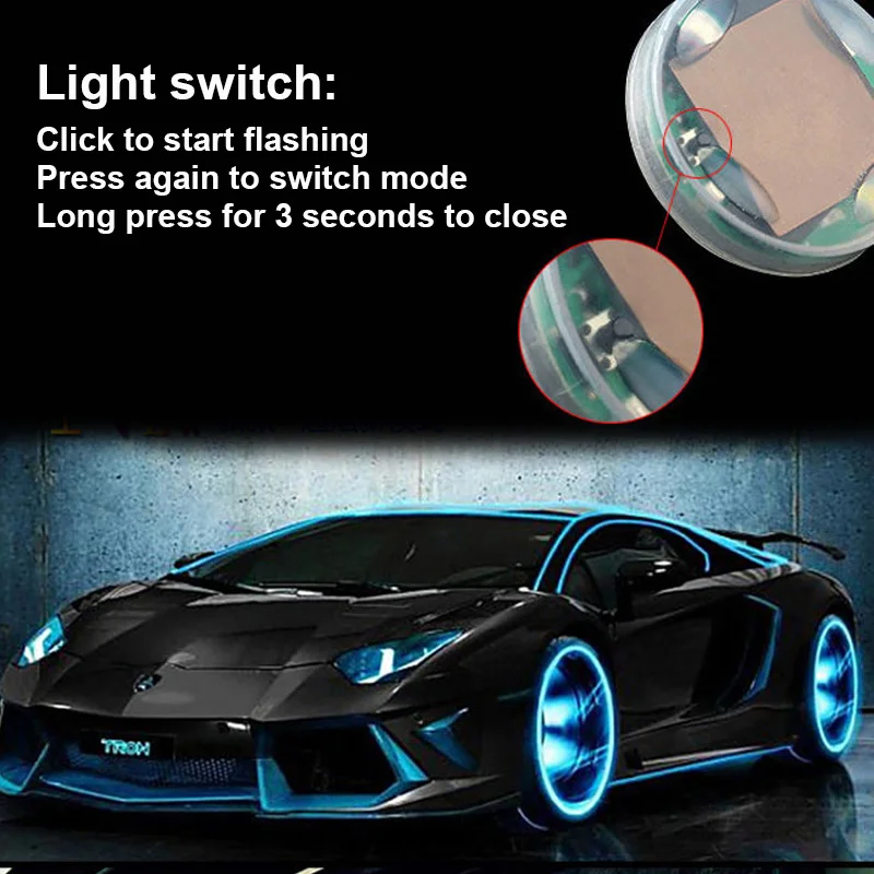 

2pcs/set Car Waterproof Solar Energy Wheel Light Decorative Flashing Colorful LED Tire Light Gas Nozzle Cap Motion Sensors