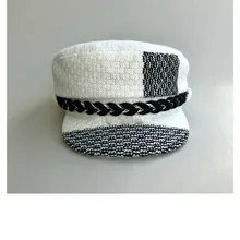 Для женщин Зимний берет Vogue белый твид военной шляпу с плоским верхом черная косичка армии Кепки дамы цветной Головные уборы покрытия кепка газетчика