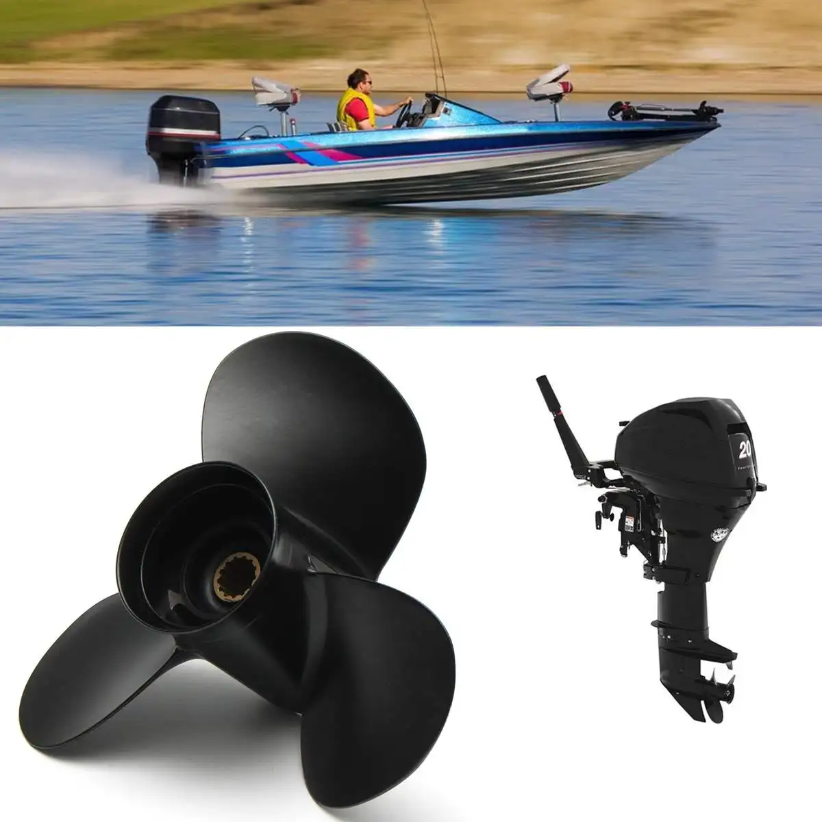 

48-816702A40 Outboard Propeller For Mercury 25-70HP Aluminium Alloy 3 Blades 13 Spline Tooth Improve Fast Hole Shot Good Design