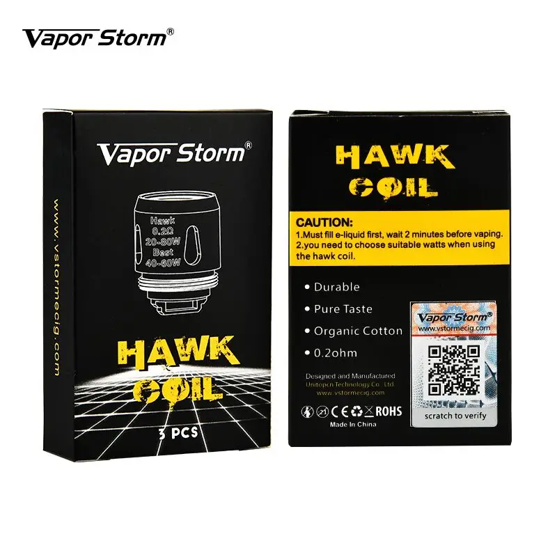 Vapor Storm Hawk Tank Coils for TFV8 Baby Atomizer and Hawk 0.2ohm Mesh Coil 0.5ohm BVC Heating Wires Vape Accessories 3pcs/Pack Vapor Storm Hawk Tank Coils for TFV8 Baby Atomizer and Hawk 0.2ohm Mesh Coil 0.5ohm BVC Heating Wires Vape Accessories 3pcs/Pack