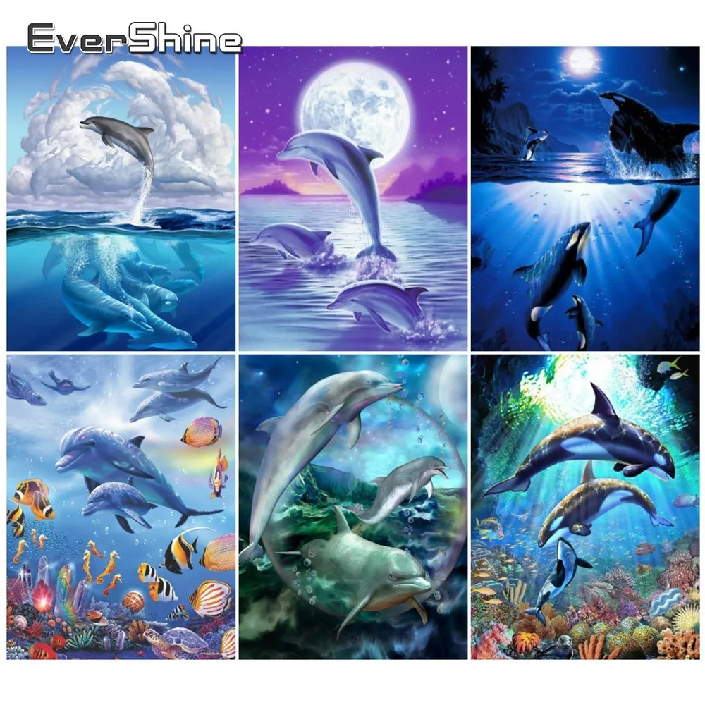 

Evershine Dolphin Diamond Painting Full Square Diamond Embroidery Cross Stitch Animals Diamond Mosaic Home Decor Handicraft Art