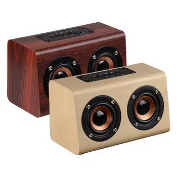 

Bluetooth Wireless Speakers Retro Smart Mini Portable Handcrafted Wooden For Travel Home Outdoors Dual Passive Subwoofer 1500mAh