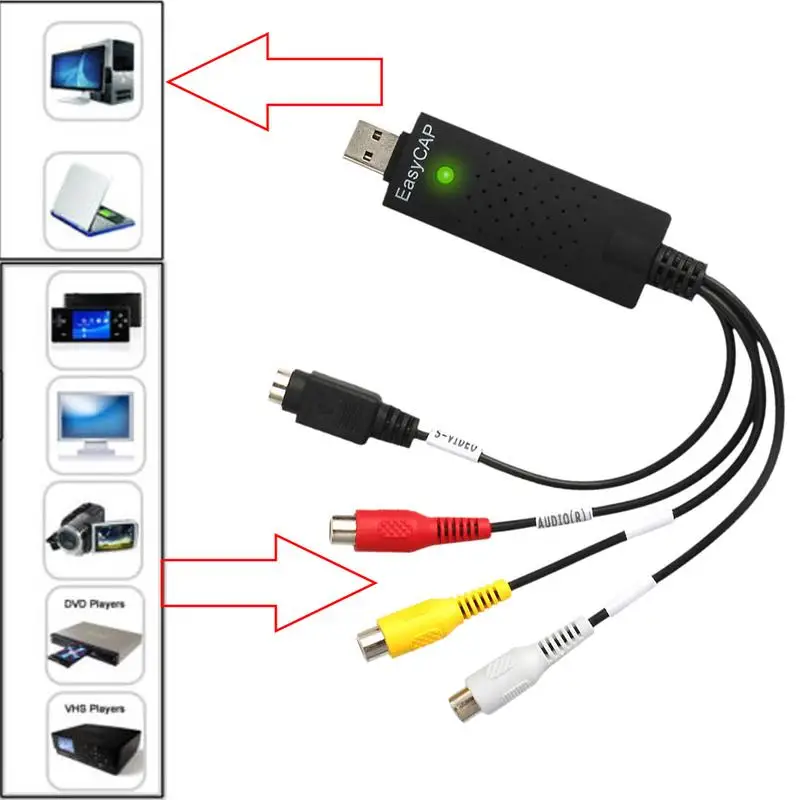 USB2.0 конвертер VHS в DVD захват видео аудио Захват карты адаптер Scart Rca кабель для