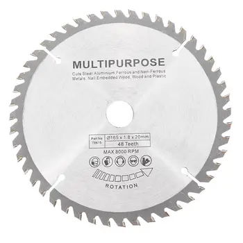 

165x20mm 48Teech TCT Hard Alloy Saw Blade for Wood Metal Multi-functional Circular Saw Blade for Cutting Wood and Metal Tool