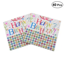 20 шт счастливые салфетки для дня рождения мультфильм печатных обедов красочные обеденные бумажные полотенца бумажные салфетки для детей взрослых