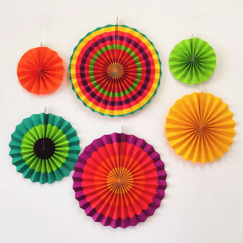 

6PCS Tissue Paper Cut-out Paper Fans Pinwheels Hanging Flower Paper Crafts Wedding Party Decorative DIY Home Decor