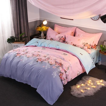 

Bedding Sets 3/4pcs fiber Duvet Cover Bed Sheet Pillow Cover Soft and comfortable Free mail Multicolor optional
