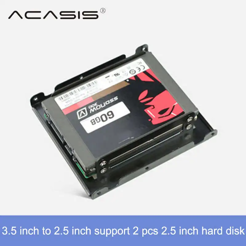 Acasis 2.5 بوصة إلى مرن قرص صلب تصاعد تحويل عدة الألومنيوم 2 خليج 2.5 بوصة Sata Hdd Ssd إلى 3.5 بوصة قوس محول