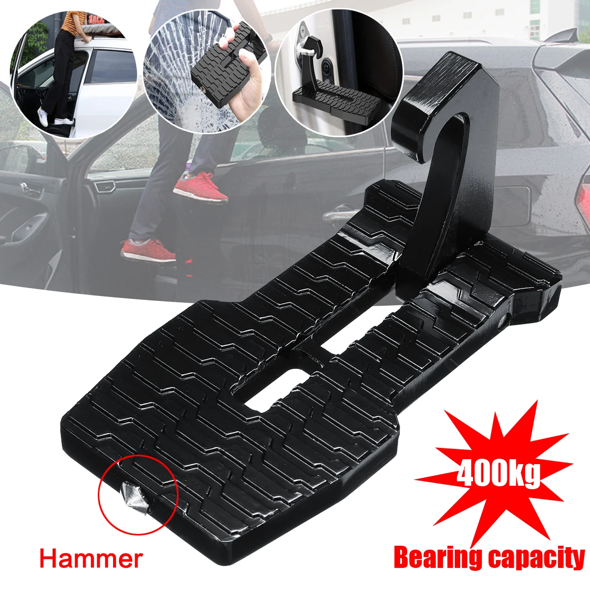 

2 In 1 Hammer Car Emergency Safety Hammer Window Breaker Rescue Tool + Car Doorstep Vehicle Rooftop Roof Rack Assistance