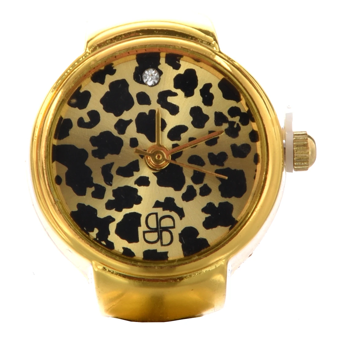 

Gold Tone Round Metal Leopard Pocket Finger Ring Watch 0.87" HOT
