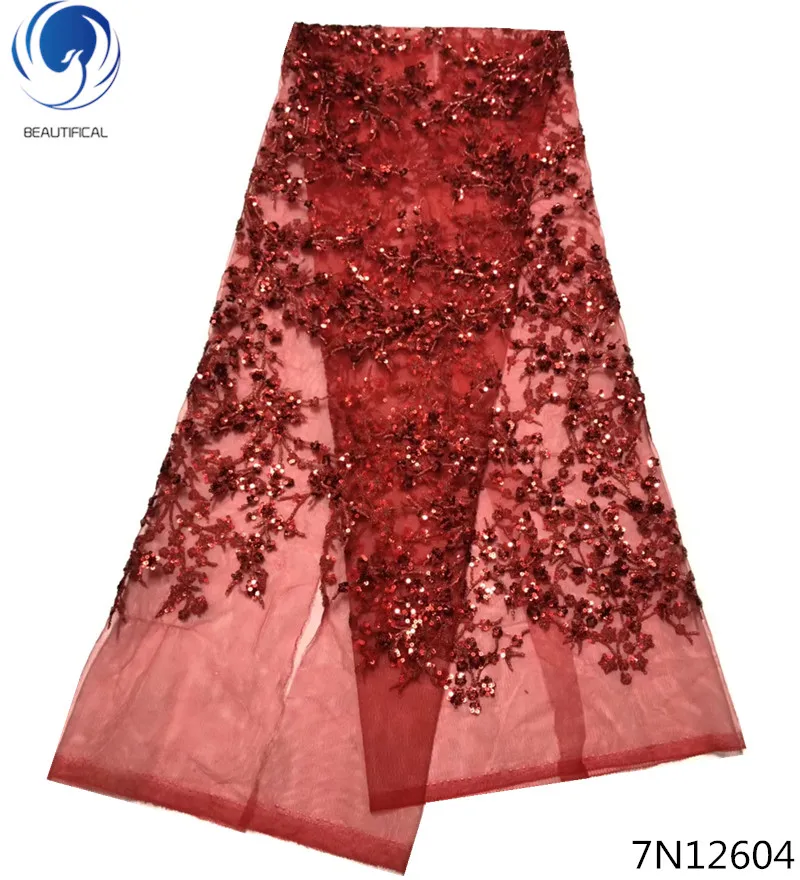 

Beautifical red lace fabric french embroidered fabric african sequin lace fabric tulle lace fabrics glitter 5yards/lot 7N126