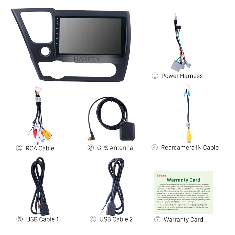 Discount Harfey Android 8.1 9" for HONDA CIVIC 2014 2015 2016 2017 HD Touchscreen Radio GPS Navigation head unit with Bluetooth WIFI 3