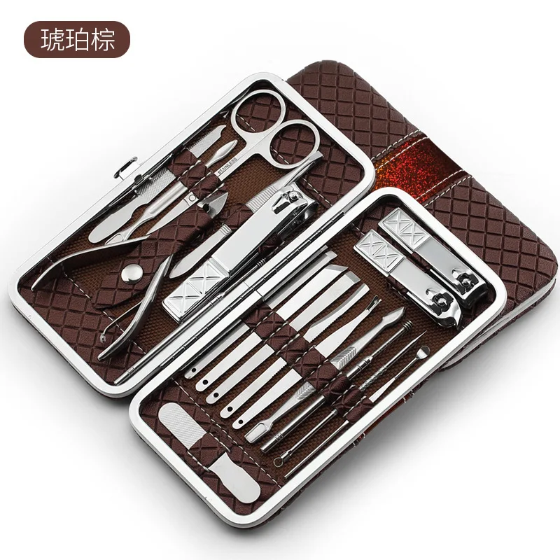 Professional 18 Piece Set Stainless Steel Nail Clippers Set Nail Manicure Pedicure Tools For Gift U