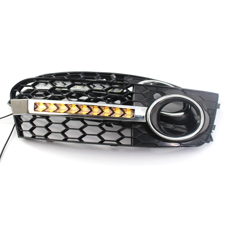

New Mesh Front Bumper Grille Turn signal Light kit For 09-11 Audi A4 B8