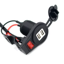 Автомобильный мотоцикл 12-24 V прикуриватель двойной USB зарядное устройство с переключателем и светодиодный индикатор для мобильного телефона/планшета/gps(белый