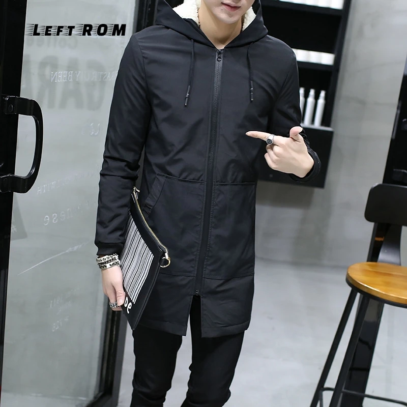  Winter Jacket Men Hooded Slim Korean Parka Hombre Long Jacket Coat Cashmere Mens Windbreaker Parkas