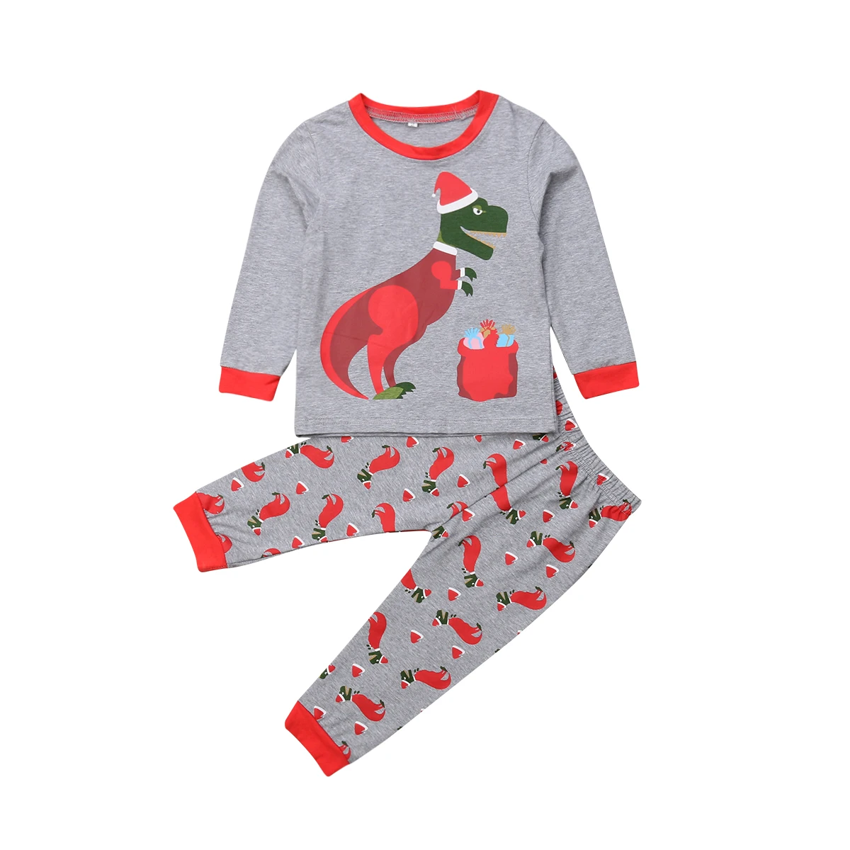 Pudcoco/Ночная одежда с динозавром для маленьких мальчиков и девочек, пижамы Топы и штаны, комплекты рождественской одежды для малышей