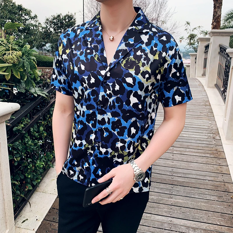 

Mens Shirt Short Sleeve 2019 Summer Camouflage retro Print Fashion Social Shirt Men streetwear Camisa Masculina Kemeja Pria