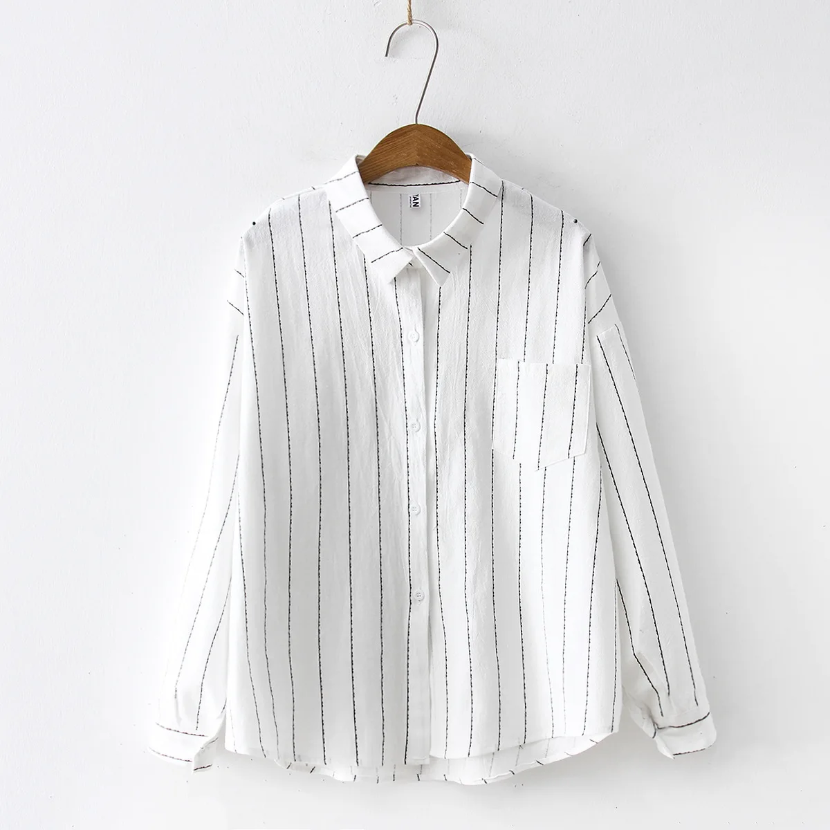 Женская белая рубашка в полоску блузка с длинным рукавом Корейском стиле 2019| |