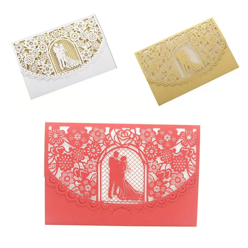  10PCS/Pack Hollow Bride and Groom Wedding Invitation Card European Style Innovative Personalized We - 32965470697