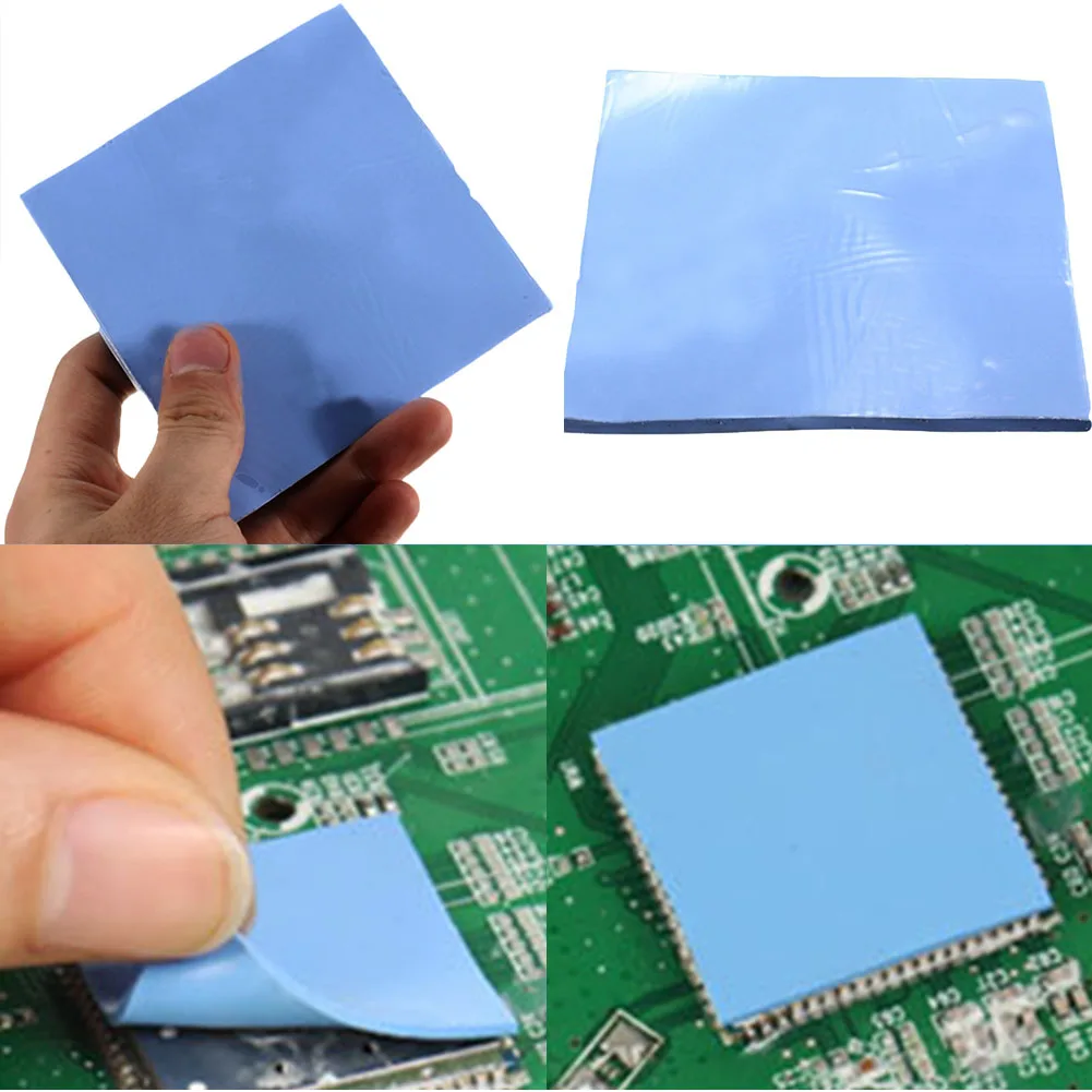 

Thermal Silicone Pad 100mmx100mmx1mm GPU CPU Heatsink Cooler Blue Thermal Conductive Silicone Pad Drop Shipping