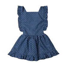 Girls Dress Summer Cotton Clothes Dot Print Sleeveless Mini Dress Kids Party Dresses For Girls Sundress Backless Ruffle Dresses ruffle detail dot textured embroidery dress