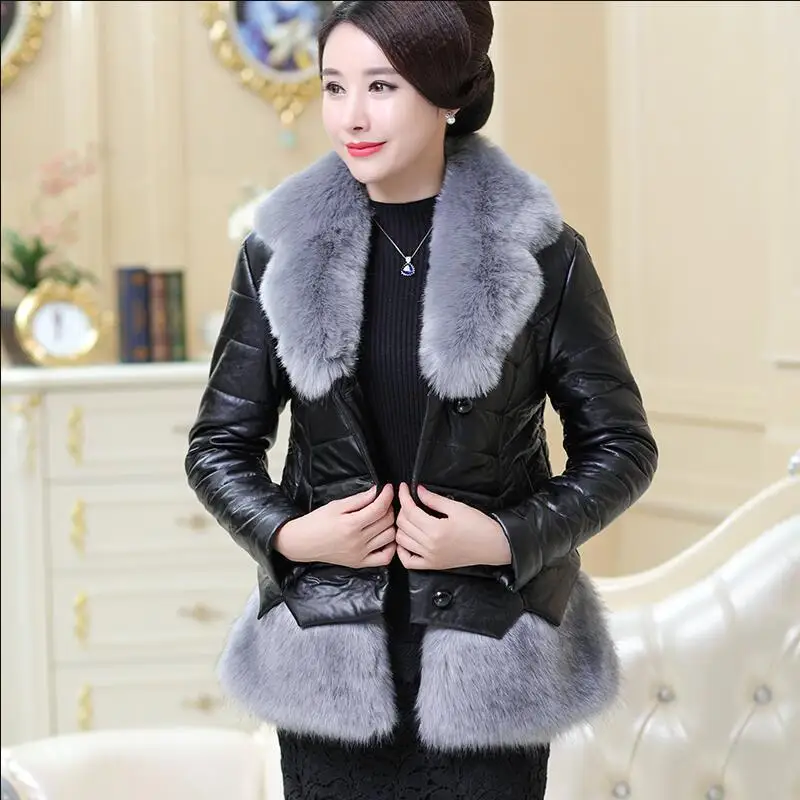 Bas Mince Taille Top Qualité Chaud De Nouvelles Fourrure Coton Vers burgundy purple Black Vestes Cuir Femmes En Faux 2017 Col Manteaux Grande red Le D'hiver Manteau qPqwp0Hx