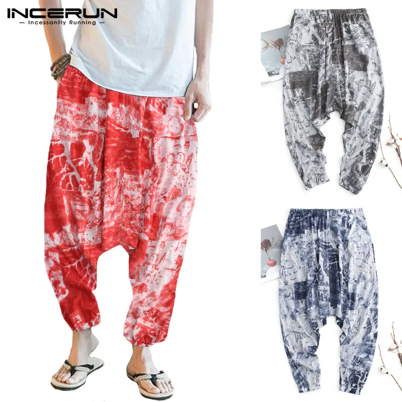 Harajuku Bright Color Harem Pants Men Wide Legs Baggy Cross-pants Casual Pants Big Loose Hiphop Trousers Dance Trousers Hombre