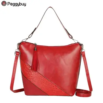

Splicing Color Leather Women Shoulder Bag Messenger Tassel Handbags PU Leather Crossbody Bags for Women