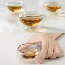 Чай для очищения чашки для напитков термостойкие ручной работы двойные стеклянные чашки для чайной церемонии кунг-фу здоровый напиток кружка кофейная чашка 35 мл 70 мл