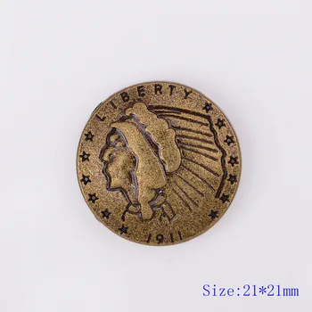 

6pc 21X21MM Brass Indian Head Liberty Coin Conchos For Belt Purse Bag Leather Craft Decoration Button