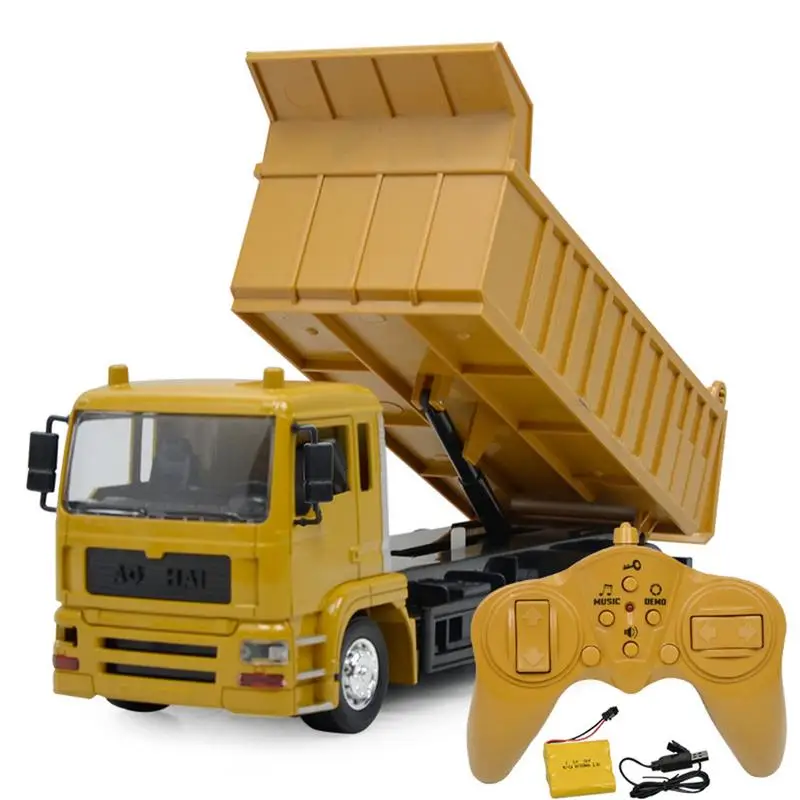 

Alloy Remote Control Engineering Car Model With Rechargeable Battery Electric Car Toy Simulation Dump Truck With Light Music