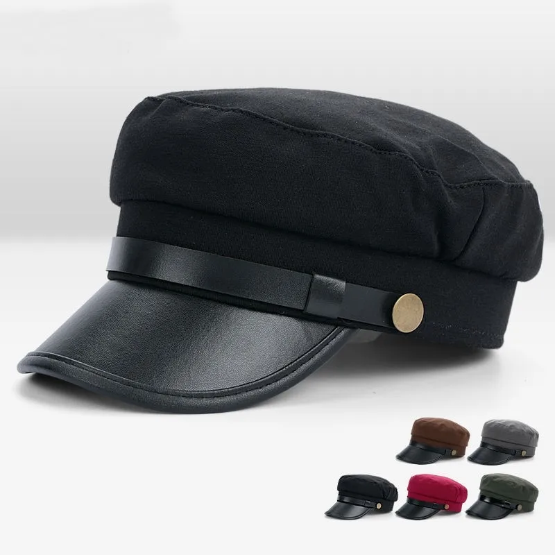 Прямая, Мужская хлопковая шапка Кепка, мужская, ПУ, плоская, армейская шапка, женская, модная, темно-синяя кепка, для папы, повседневная, облегающая бейсболка s