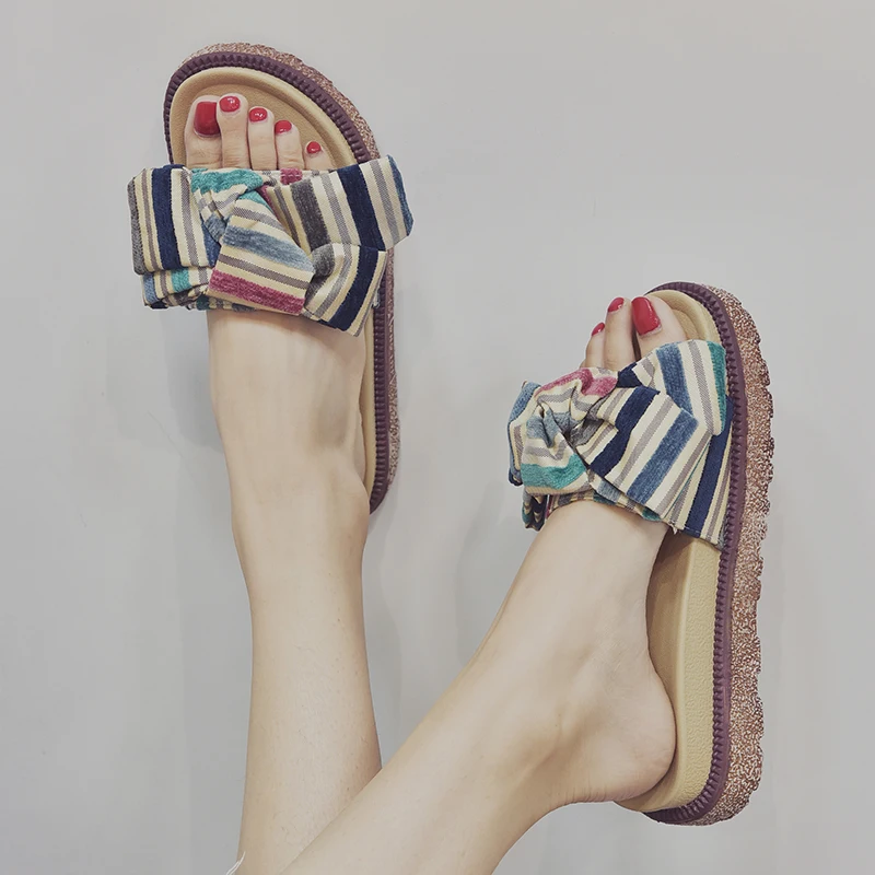

Beach Sandals Women Summer Slippers Indoor Outdoor Slides Flip flops Woman Bowknot Female Platform Slipper chanclas de mujer