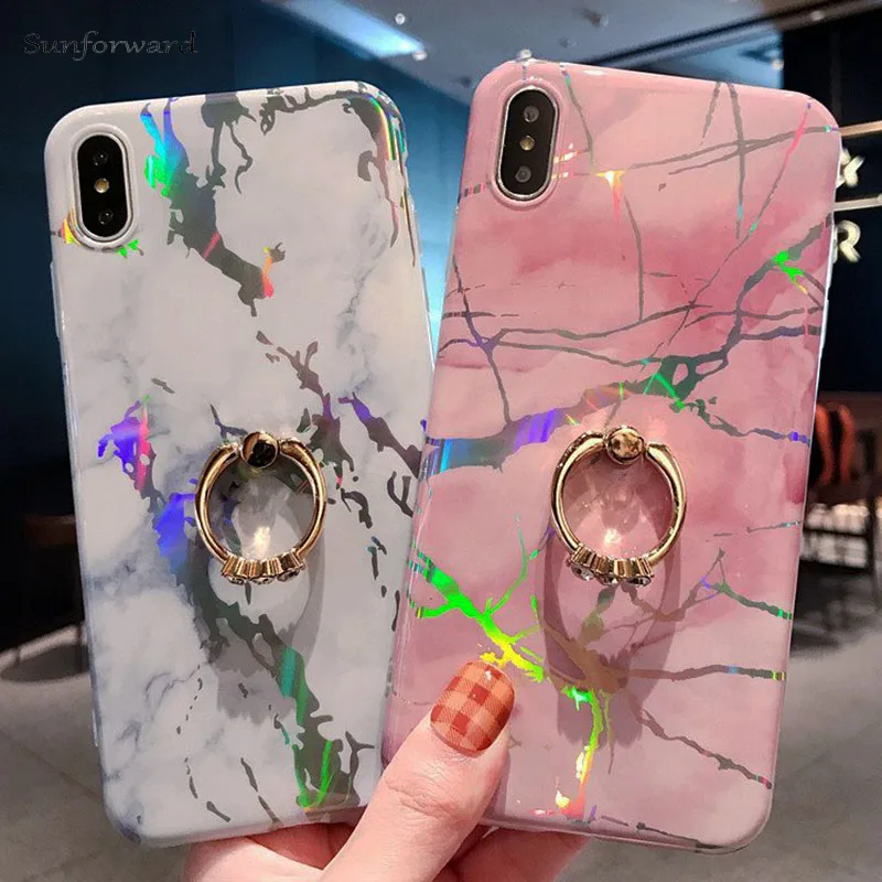 Роскошный Мраморный чехол для iPhone X XS MAX XR силиконовое мягкое кольцо