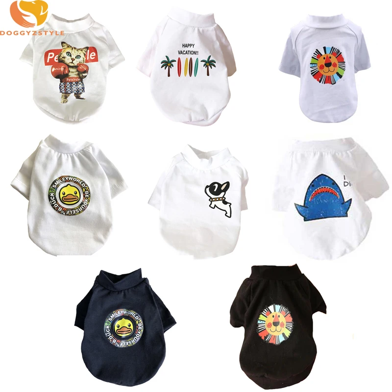 

Summer Handsome Dog Clothes Cotton Thin Breathable Dog T-shirt Teddy Variety Of White Black T-shirts DOGGYZSTYLE