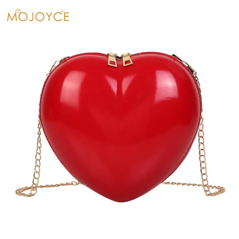 Повседневная однотонная женская сумка через плечо в форме сердца для девочек, романтичная женская сумка через плечо с цепочкой, сумки через плечо