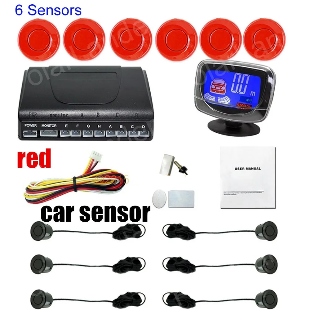 Автомобильная обратная резервная Радиолокационная сигнализация 22,5 мм Датчик парковки со звуковым сигналом комплект 6 сенсоров s lcd монитор система 12 В