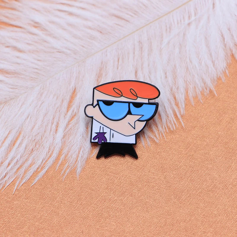 Мультфильм аниме мальчик Броши Dexter's Laboratory эмалированная булавка для мальчиков девочек нагрудная булавка шляпа/булавки "Сумка" джинсовая куртка Женская Брошь SC4557