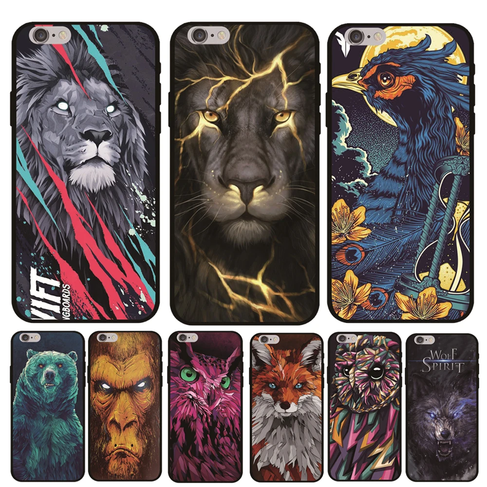 Animal Patterned Cases for iphone x case iPhone XS Max XR 8 7 6 6S Plus 5 5S SE Cover Tiger Lion Bear Owl Wolf TPU |