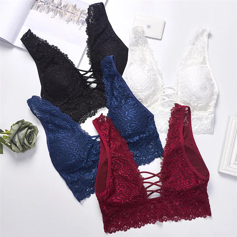 

Sexy Bra Women Lace Bralette Solid One Size Lingerie Underwear Wireless Padded Seamless Bra Ultra Strap Padded Stretch for Women